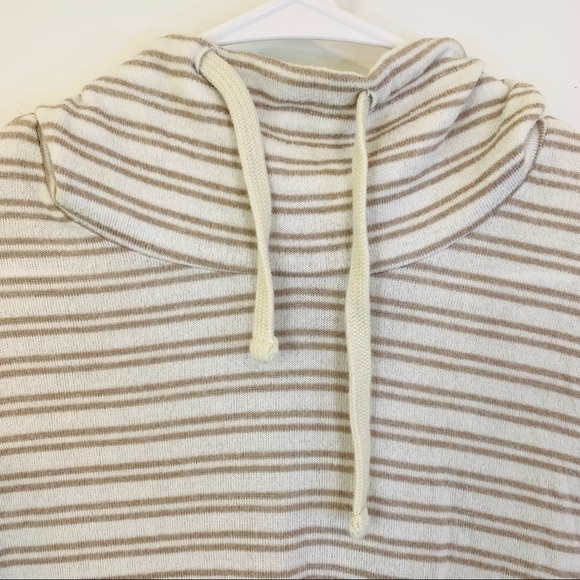 Lucky Brand Bonnie Chance Cowl Neck Beige Striped Sweater - Picture 4 of 12